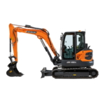 Ein Studiobild des Minibaggers DEVELON DX62R-7